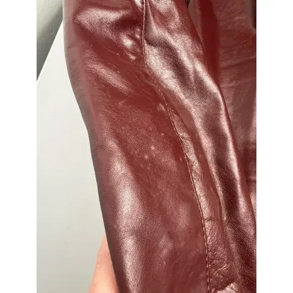 Vintage 70’s Berman’s Leather Burgundy Lined Bomber Jacket Size 42